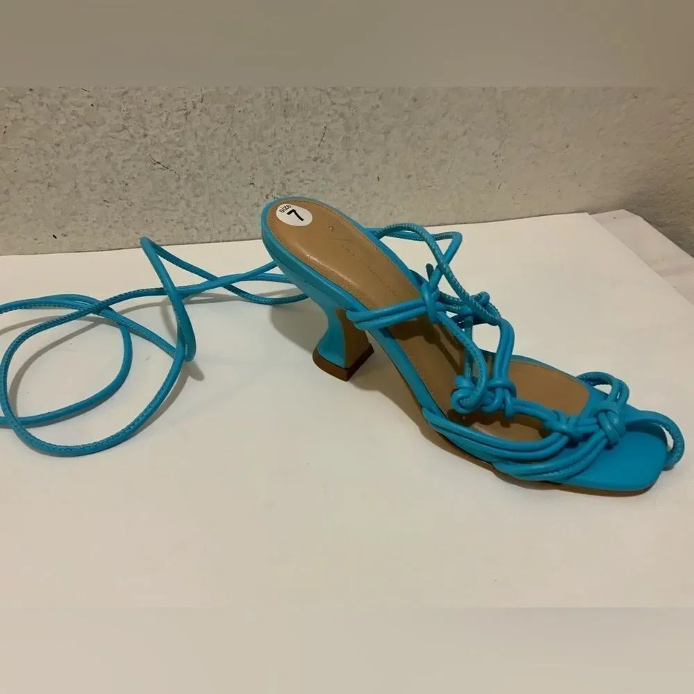 Anthropologie blue strappy heeled sandals size 7